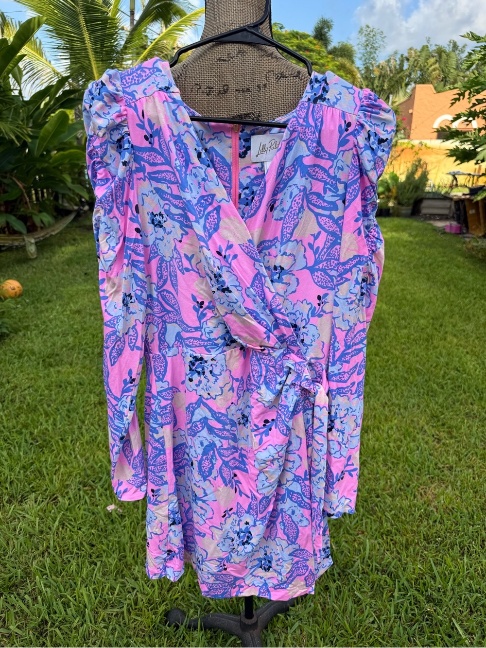 Lilly Pulitzer Pink & Blue Floral Wrap-Dress size 8 EUC